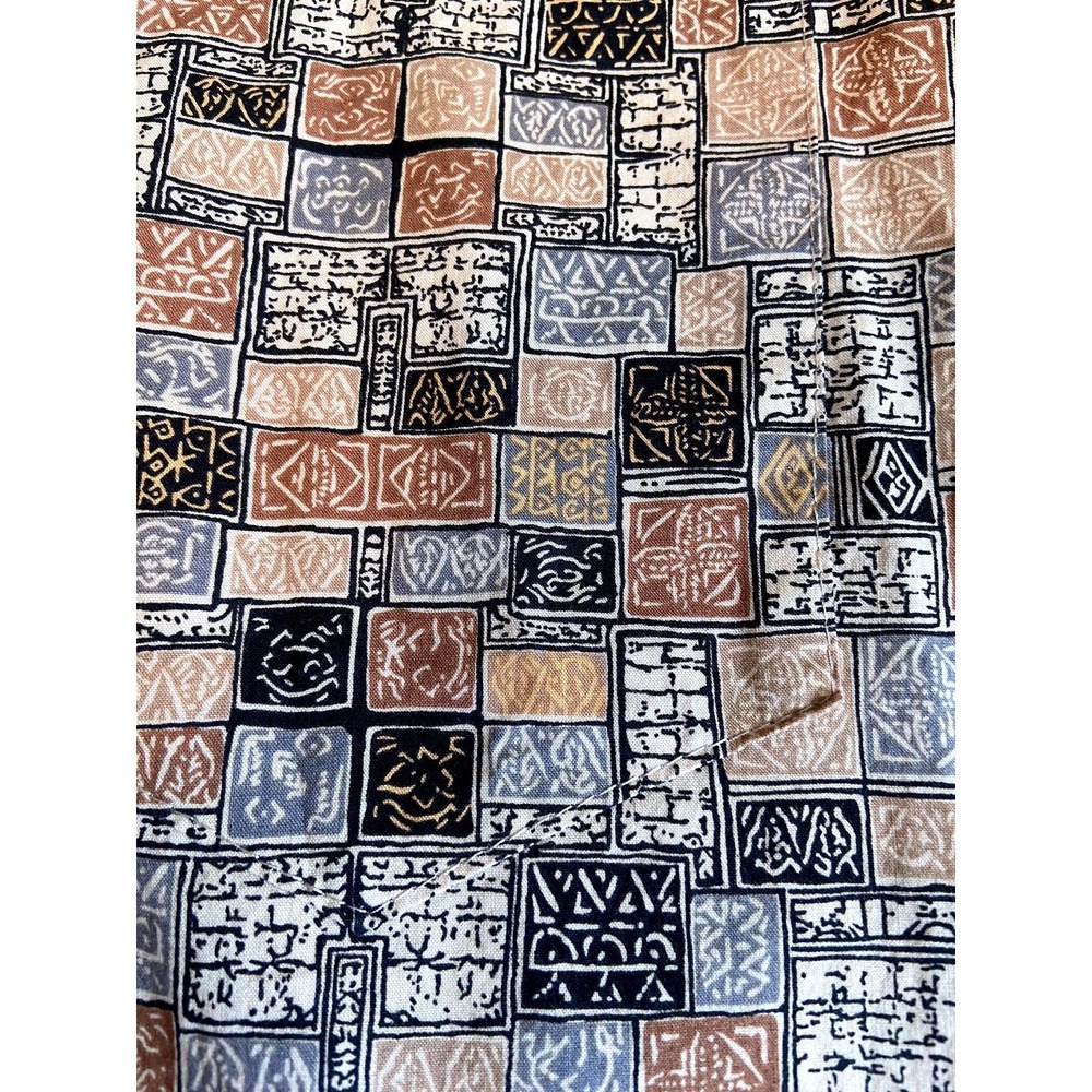 Tori‎ Richard Mens Geometric Tribal Tile Print Short Sleeve Button Up Shirt Tan - Picture 10 of 11